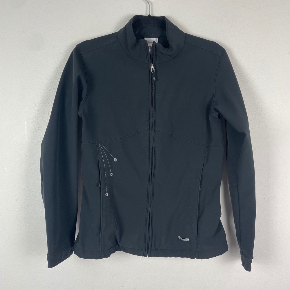 Spyder Black Softshell Jacket Women's Full Zip‎ Embroidered Accent M Embroidered